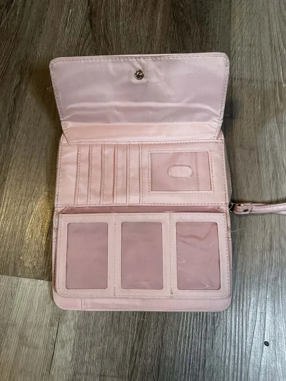 Time and Tru Pink Faux Leather Clutch Wallet with Wristlet